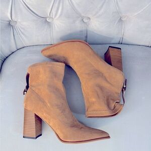 Suede Khaki/Tan Booties - NEW with tags